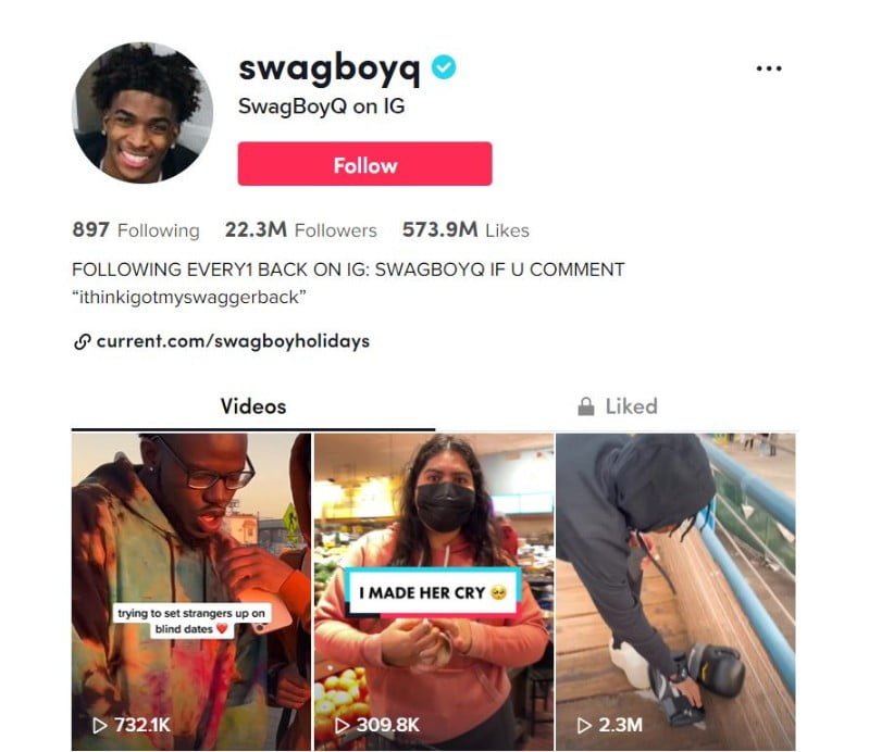 SwagBoyQ is a well known black TikTok star 