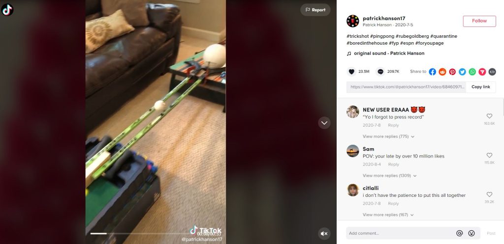 The infamous Rube Goldberg's machine is among the most liked TikTok videos in 2021 